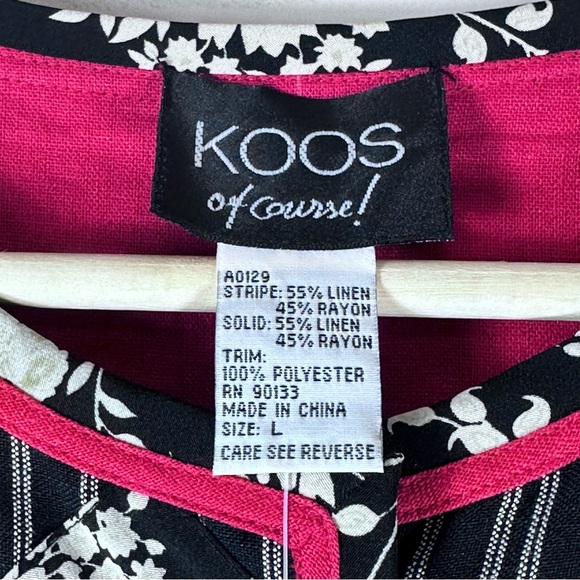 Vtg Koos of Course Blazer Linen Blend Black Reversible to Red Stunning Sz Large - Picture 3 of 10